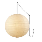 Mid Century Modern Hikari Paper Lantern Pendant Swag Light With Black Cord
