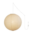Lumiera rund papperslykta, pendellampa med sladd, vit tråd, japanskinspirerad modernist