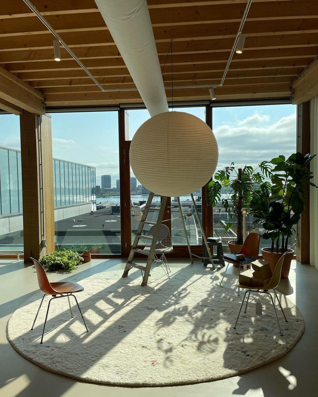 Kirei hvid papirlanterne pendel, mid-century form