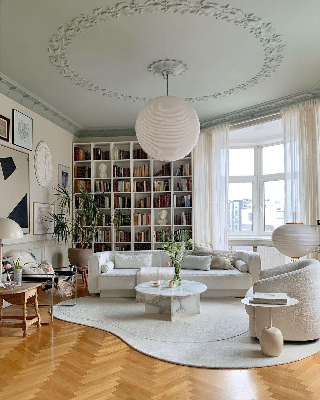 Kirei hvid papirlanterne pendel, mid-century form