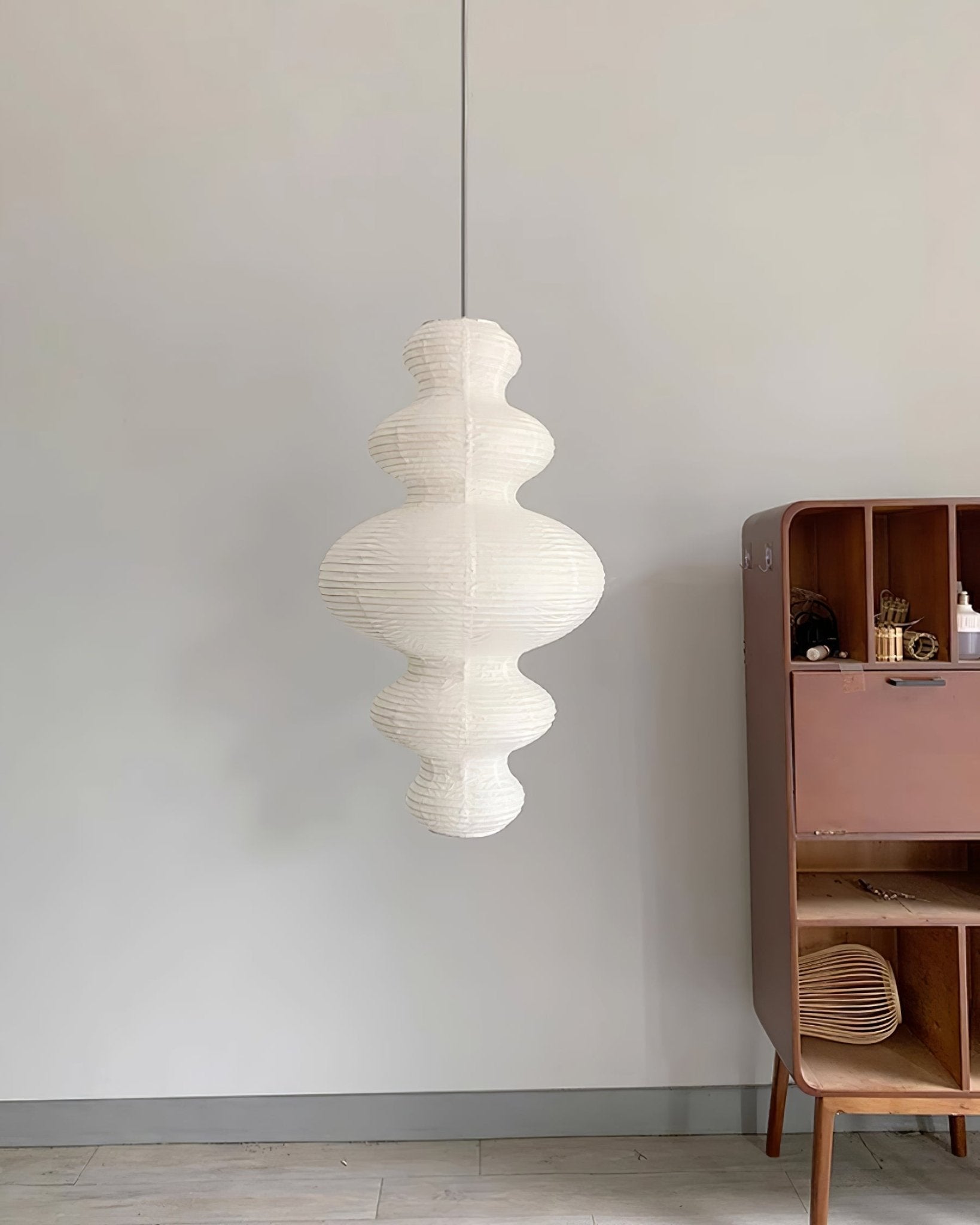 LumenRipple rispapperpendellampa med sladd, handgjord