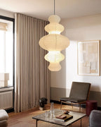 LumenRipple rispapperpendellampa med sladd, handgjord