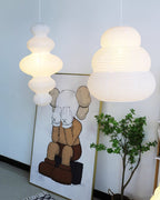 LumenRipple rispapperpendellampa med sladd, handgjord