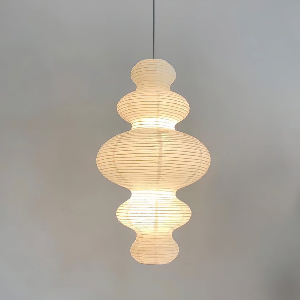 LumenRipple rispapperpendellampa med sladd, handgjord