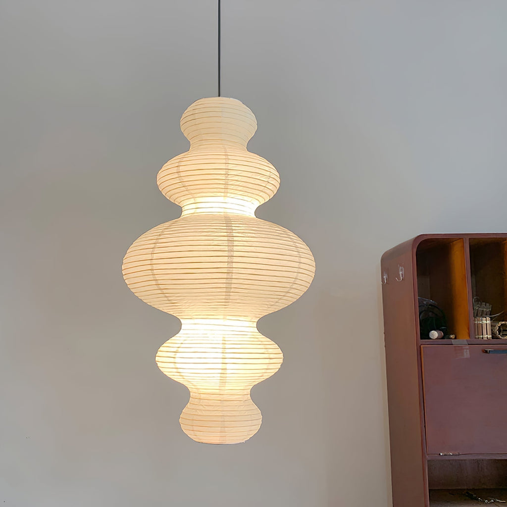 LumenRipple rispapperpendellampa med sladd, handgjord