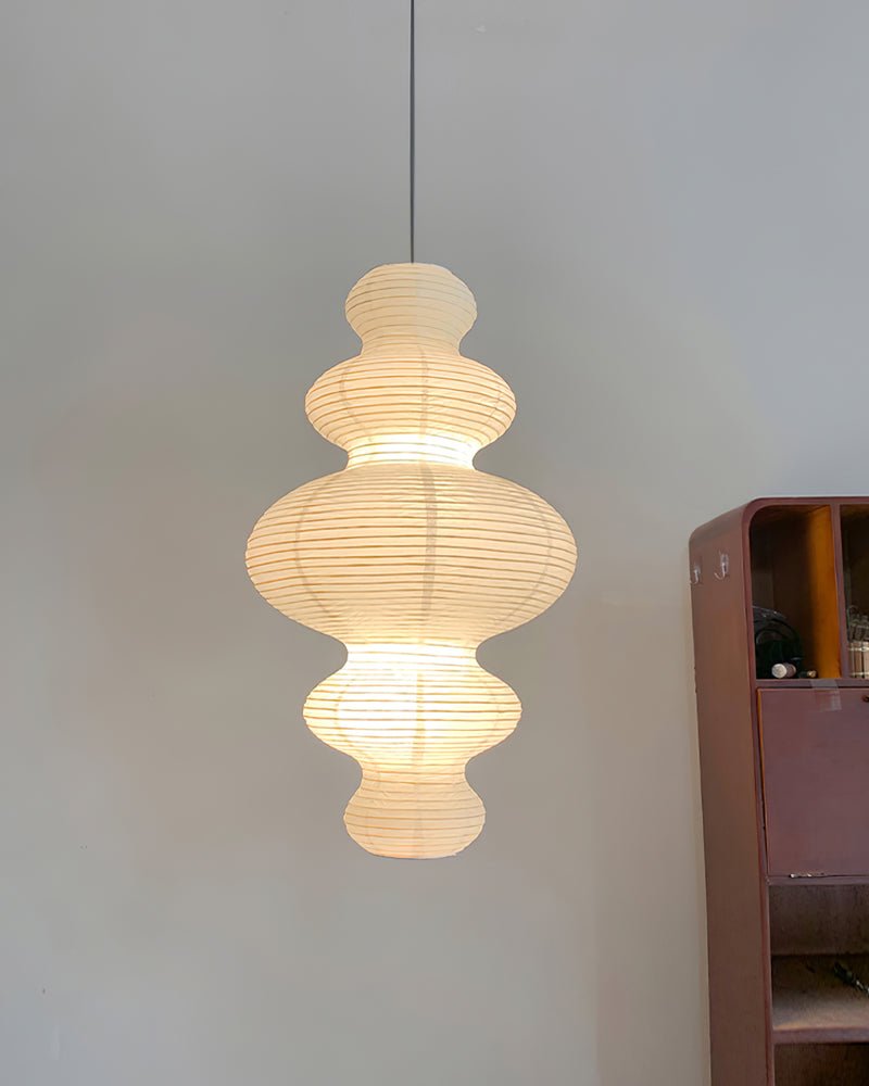 LumenRipple rispapperpendellampa med sladd, handgjord