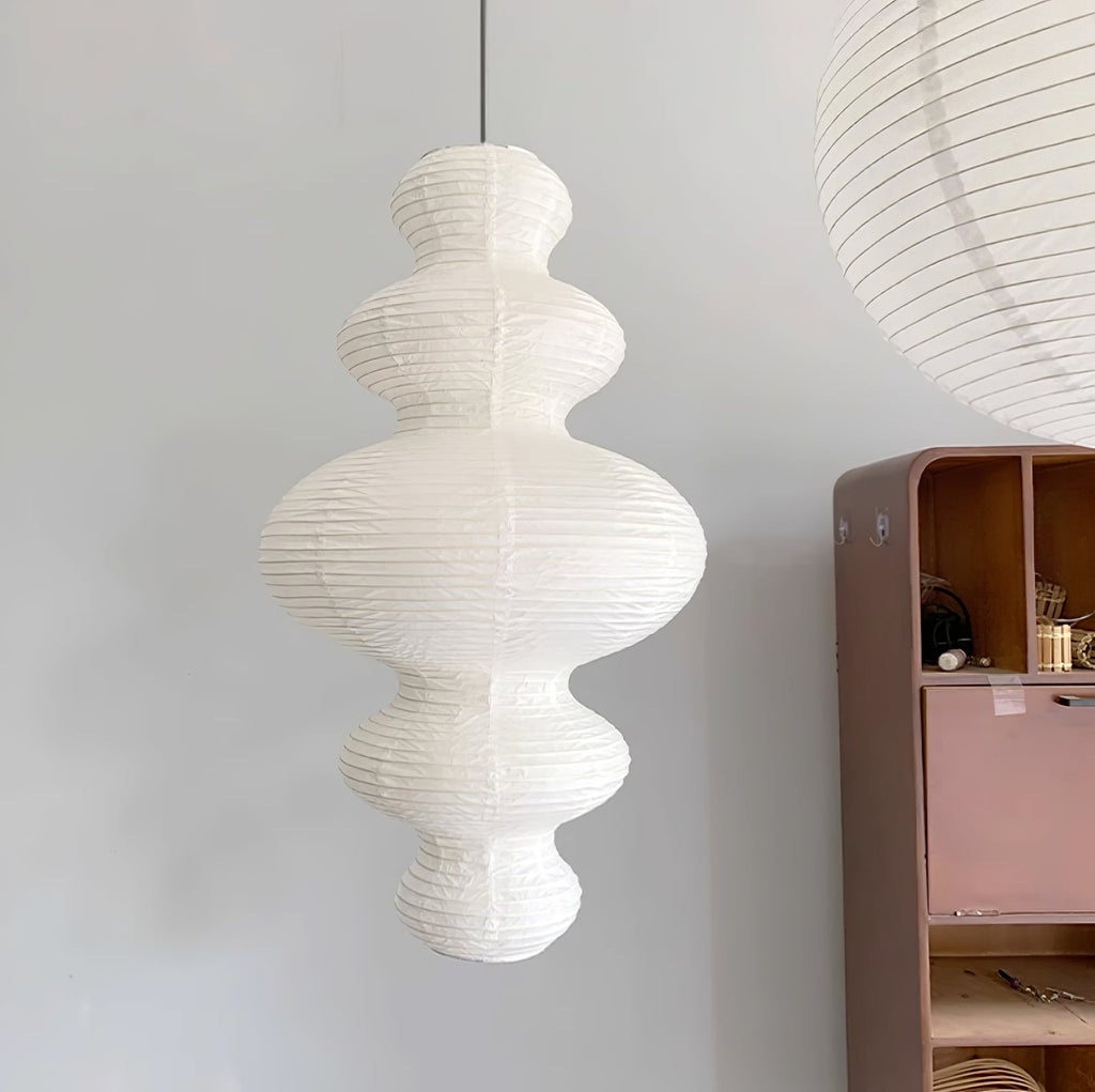 LumenRipple rispapperpendellampa med sladd, handgjord
