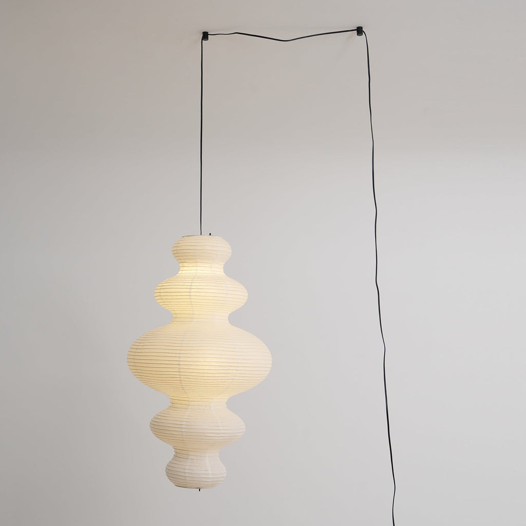 LumenRipple rispapperpendellampa med sladd, handgjord