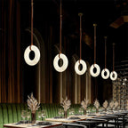 AuroraHalo Levitating Alabaster Pendant Light With Leather Straps