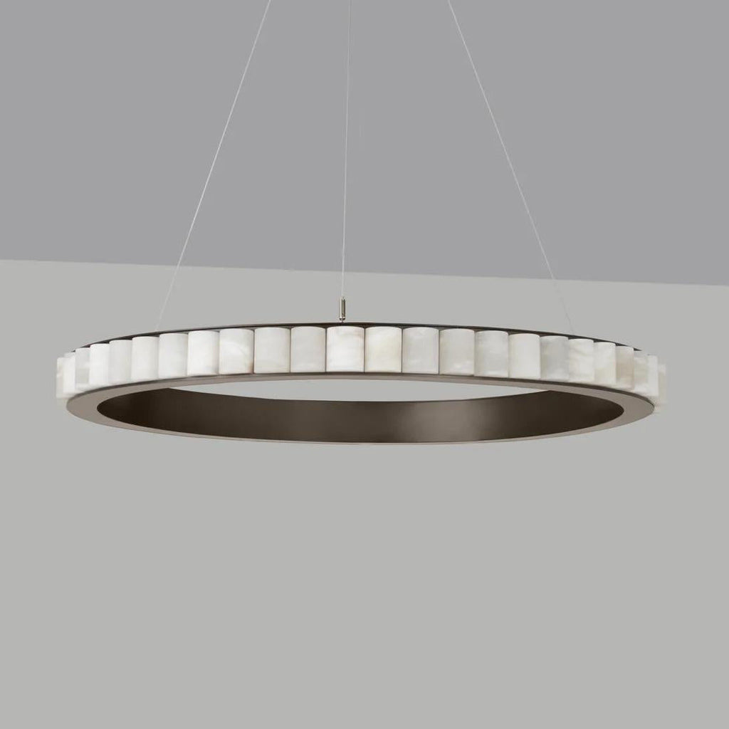 Orion Double Ring Alabaster Chandelier - Neutralighting