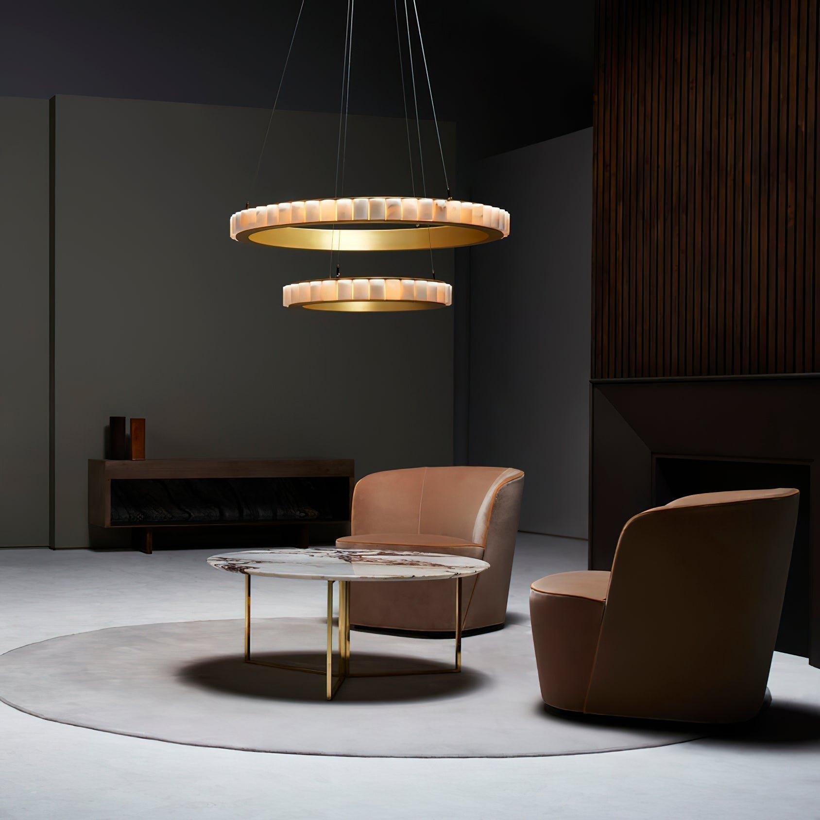 Orion dubbele ring albast kroonluchter | Fioriscas