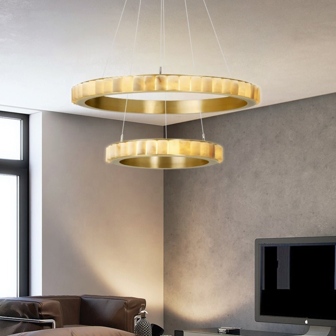Orion dubbele ring albast kroonluchter | Fioriscas