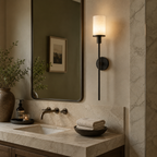 Elongated Alabaster Wall Lamp Featuring Brass Accents For Modern Interiors