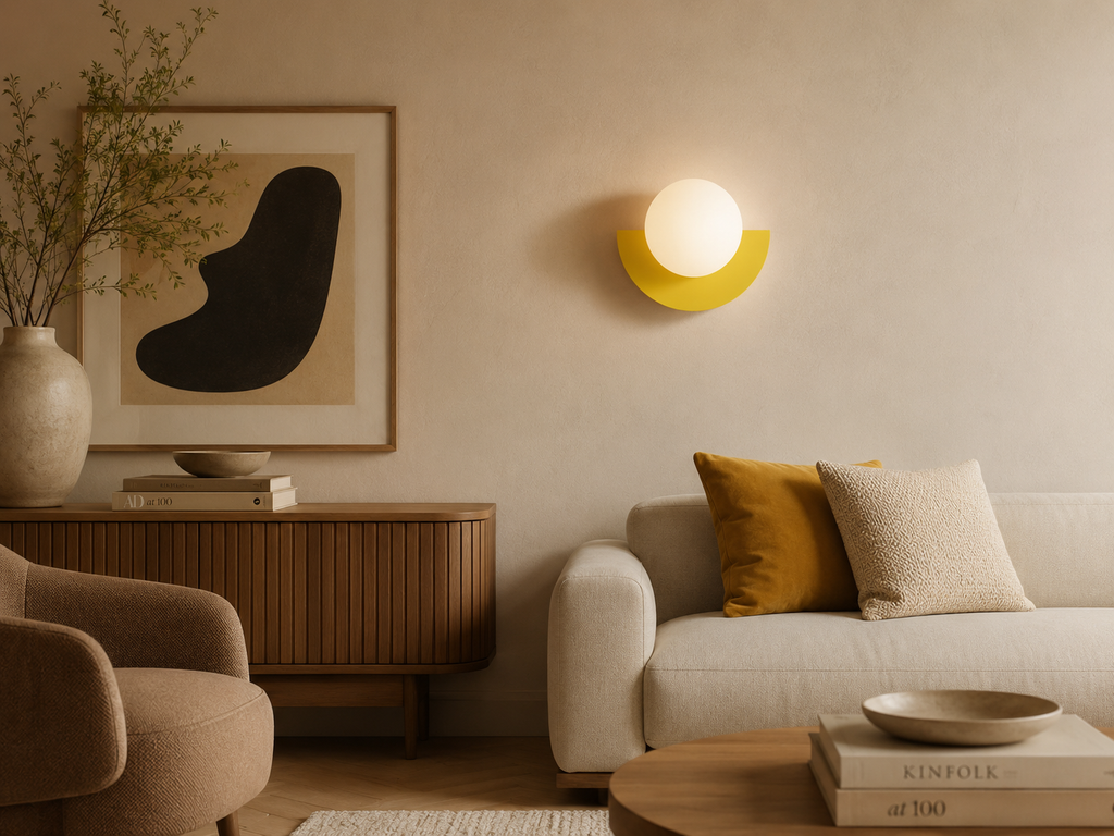 Lumenorb modern glasbollvägglampa med slät metallfinish