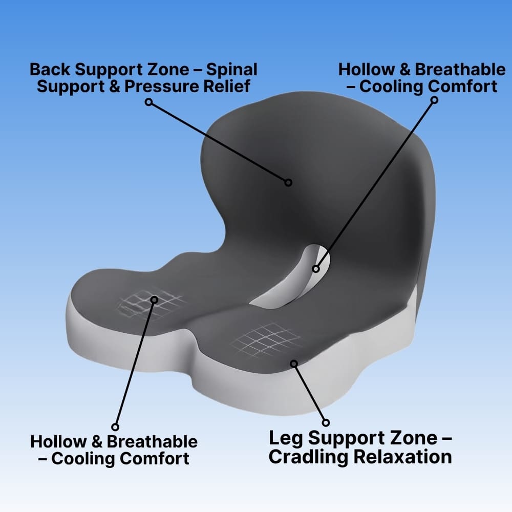 Cuscino per seduta in memory foam Alvara con supporto lombare per la schiena