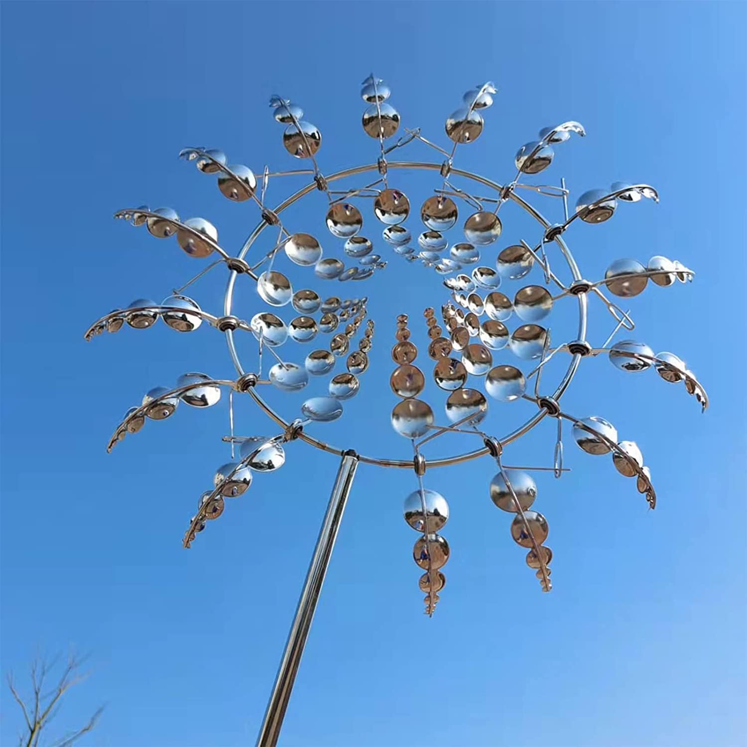 Roestbestendige kinetische windspinner voor tuindecoratie, metalen ontwerp met 18 bladen