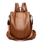 Theft-Proof Leather Backpack for Women in Vintage Style