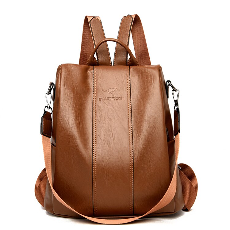 Theft-Proof Leather Backpack for Women in Vintage Style