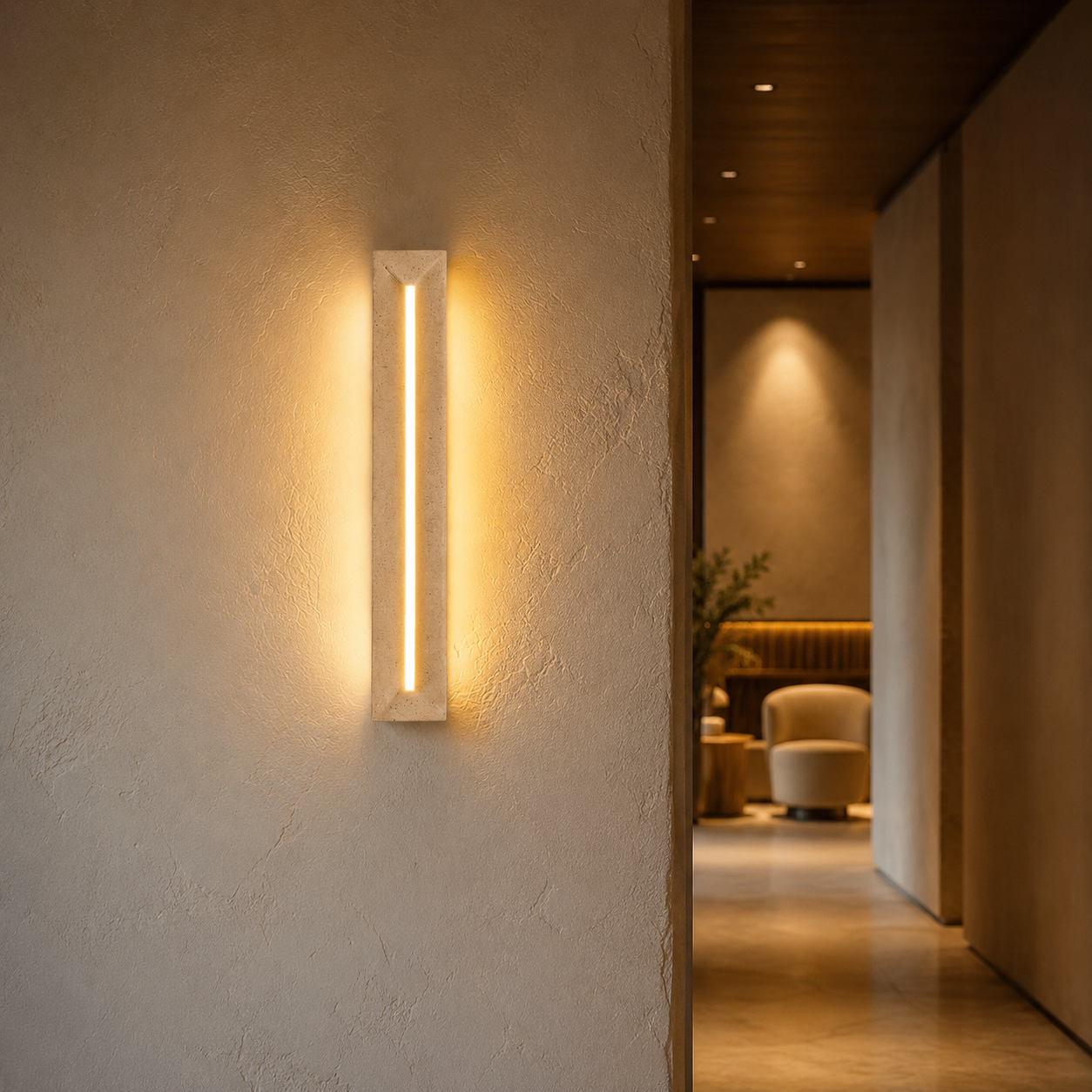 Aurelia Travertine Integrated LED Wall Lamp For Minimalist Interiors