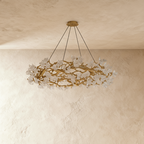 Petalwave Crystal Brass Chandelier With Split Petal Design