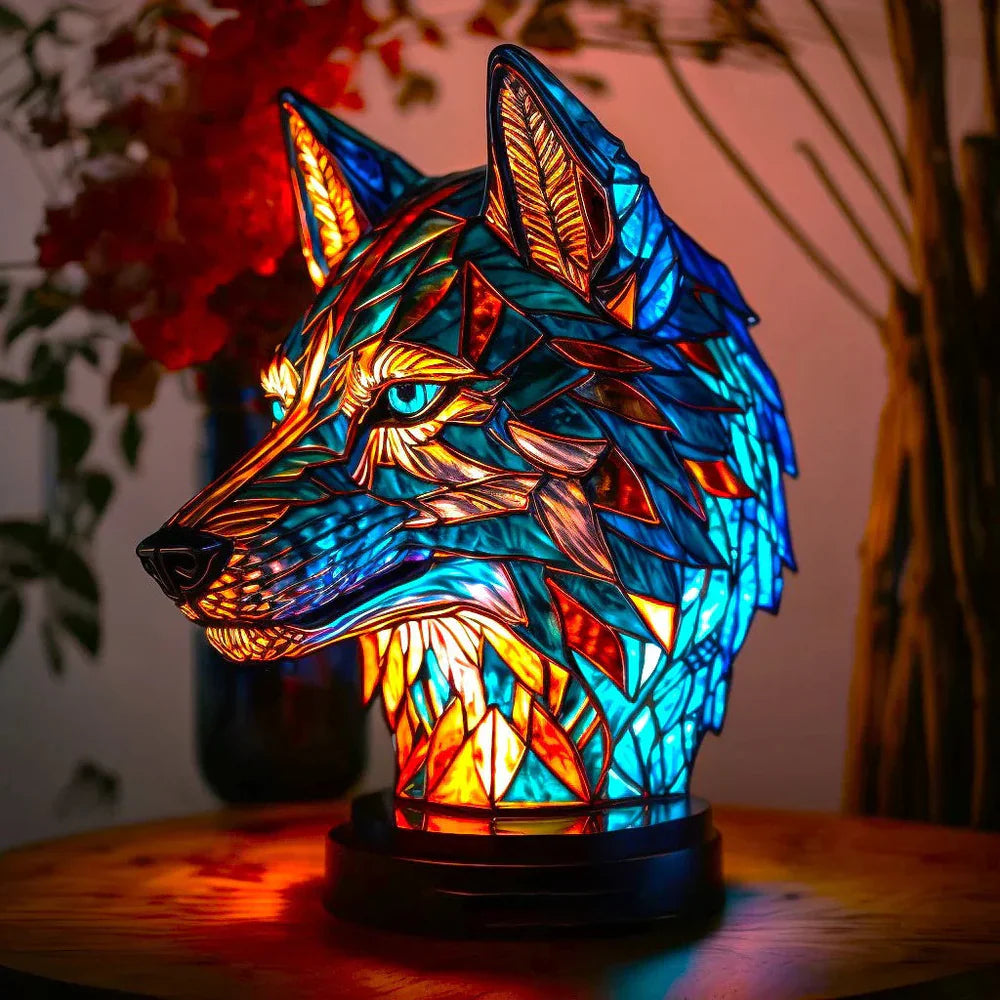 Bunte Akzentleuchte aus Vitrageglas in Tierform, Vitrafauna
