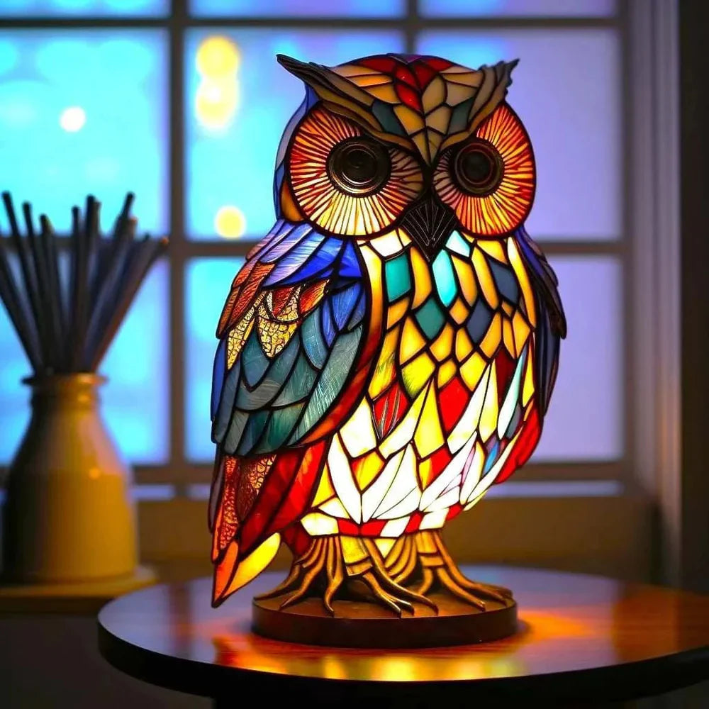 Bunte Akzentleuchte aus Vitrageglas in Tierform, Vitrafauna