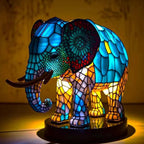 Bunte Akzentleuchte aus Vitrageglas in Tierform, Vitrafauna