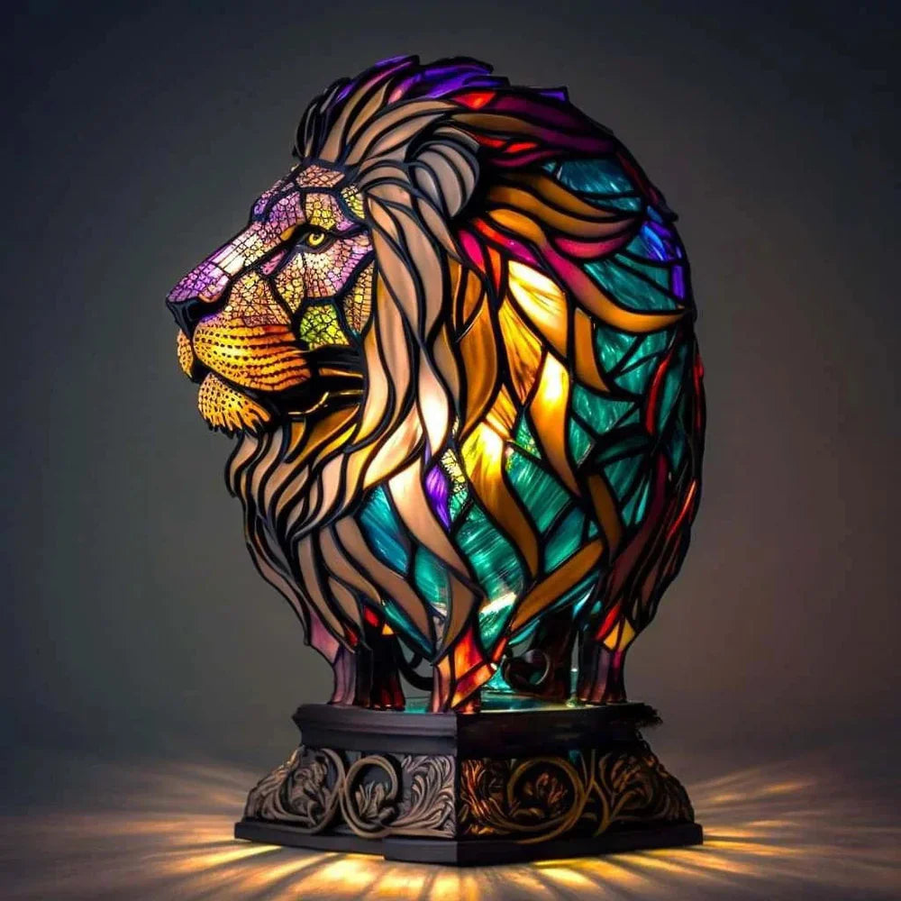 Bunte Akzentleuchte aus Vitrageglas in Tierform, Vitrafauna