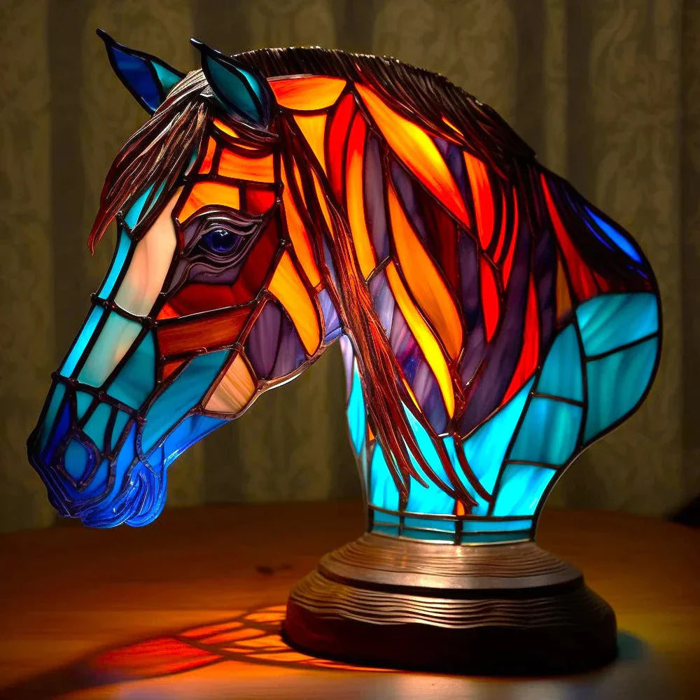Bunte Akzentleuchte aus Vitrageglas in Tierform, Vitrafauna