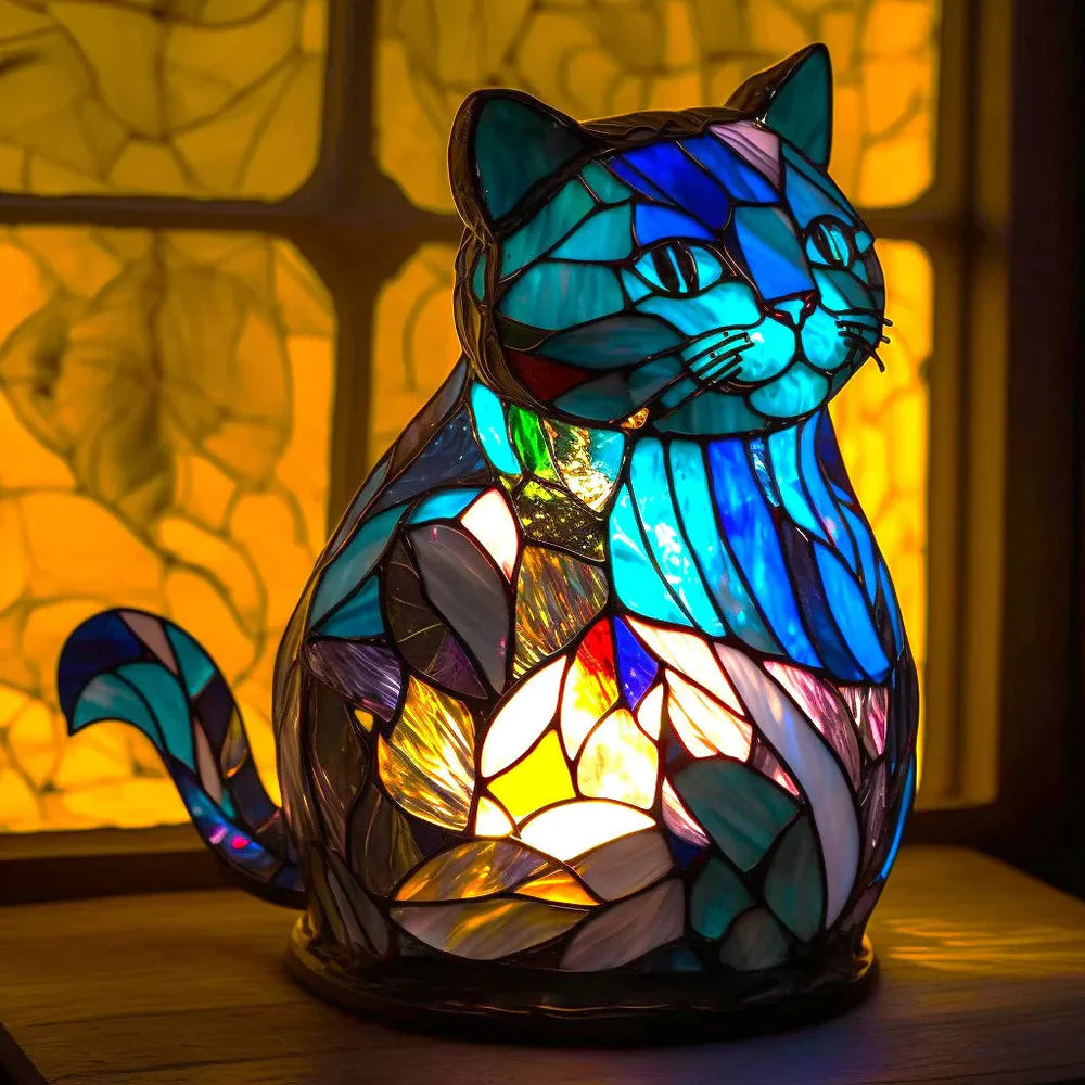 Bunte Akzentleuchte aus Vitrageglas in Tierform, Vitrafauna
