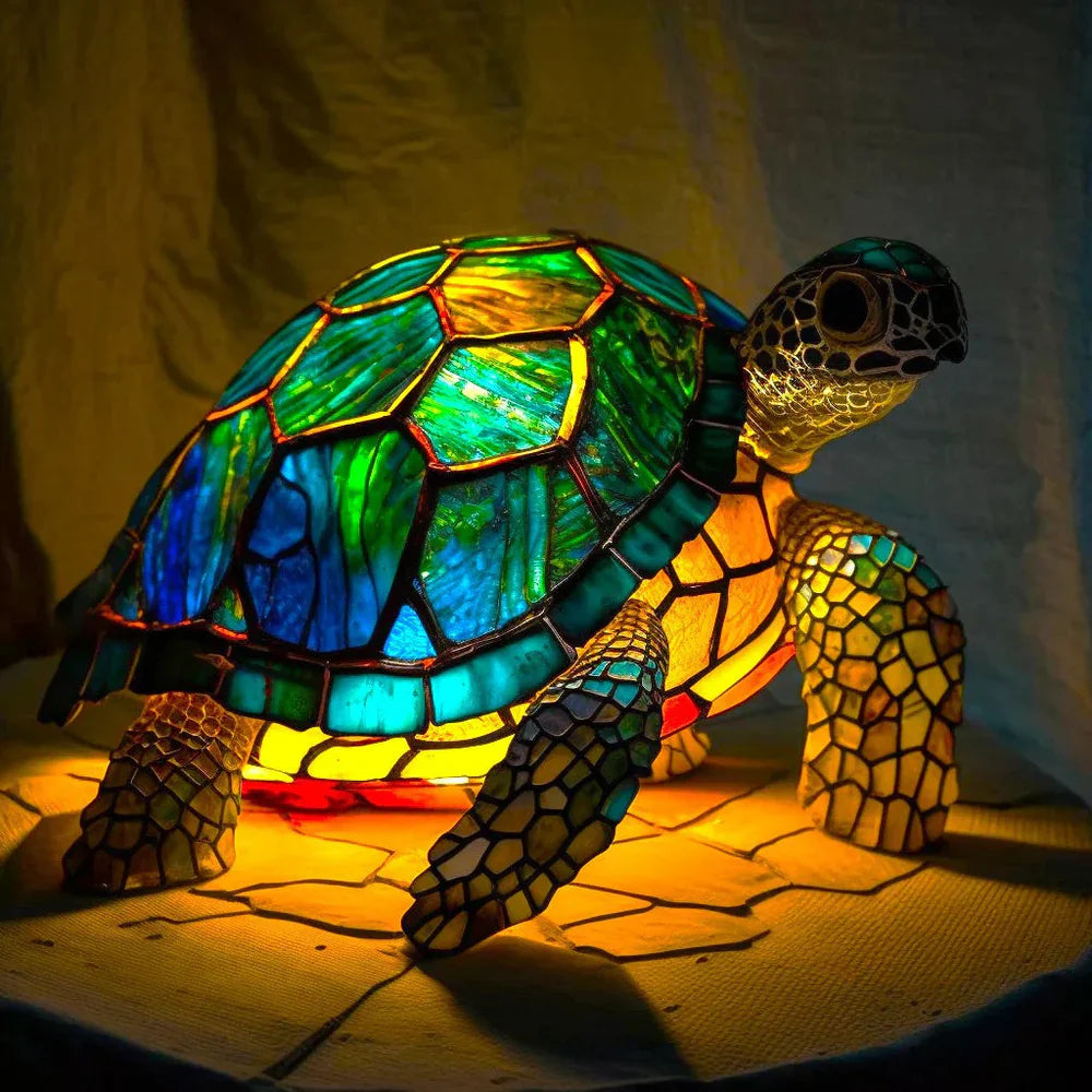 Bunte Akzentleuchte aus Vitrageglas in Tierform, Vitrafauna