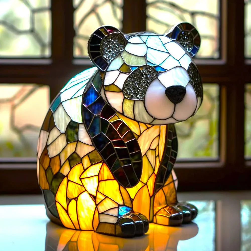 Bunte Akzentleuchte aus Vitrageglas in Tierform, Vitrafauna
