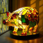 Bunte Akzentleuchte aus Vitrageglas in Tierform, Vitrafauna