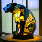 Bunte Akzentleuchte aus Vitrageglas in Tierform, Vitrafauna
