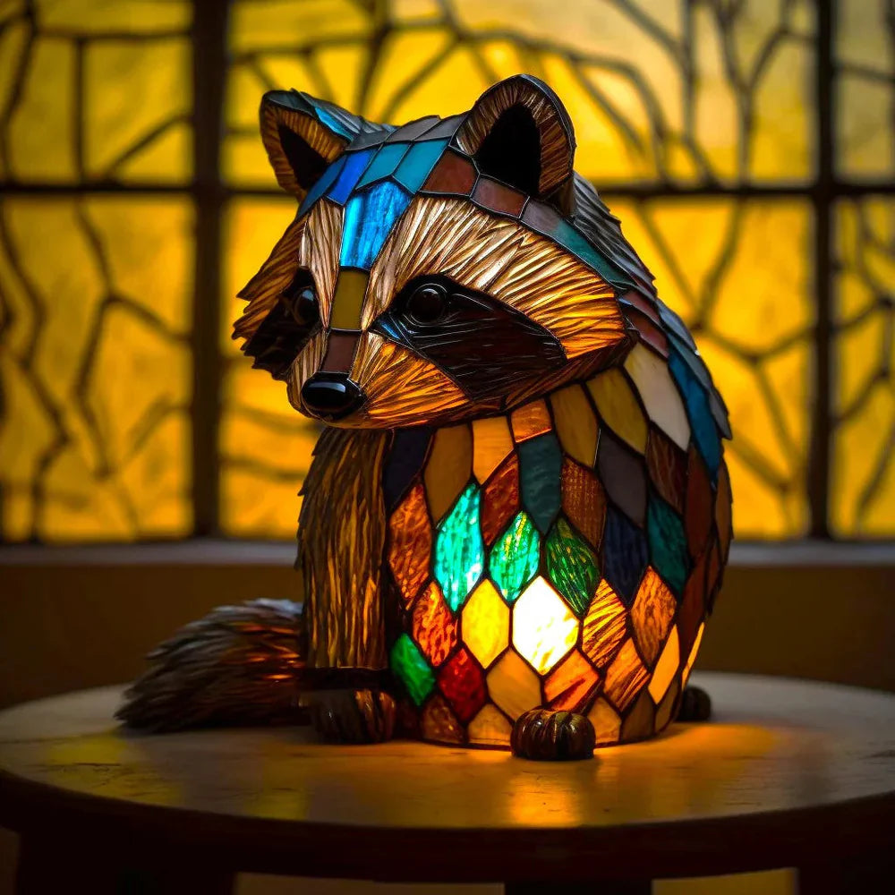 Bunte Akzentleuchte aus Vitrageglas in Tierform, Vitrafauna