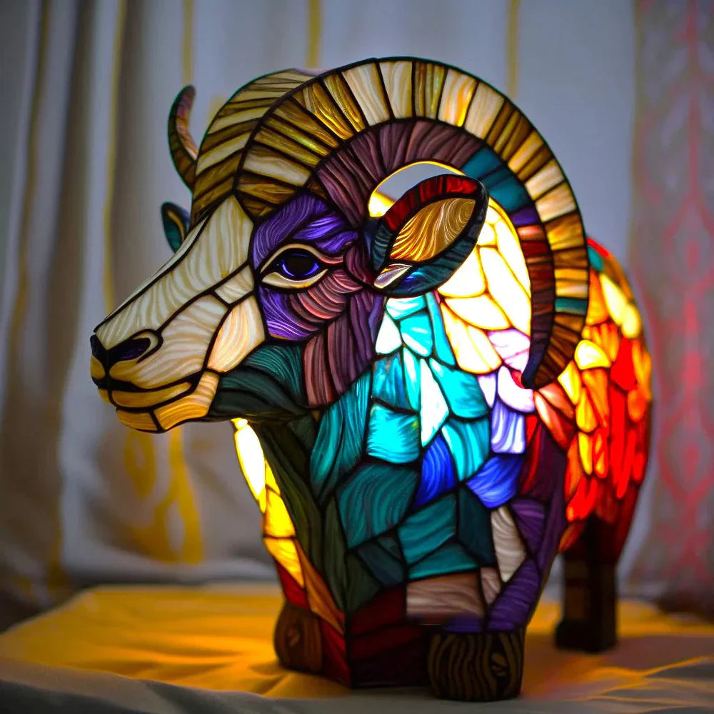 Bunte Akzentleuchte aus Vitrageglas in Tierform, Vitrafauna