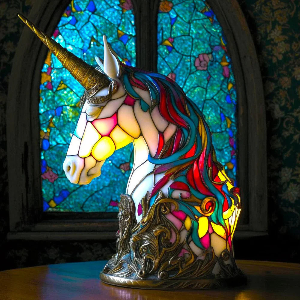 Bunte Akzentleuchte aus Vitrageglas in Tierform, Vitrafauna