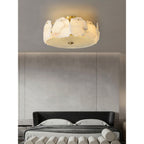 Lampada da soffitto sofisticata a disco piatto in vetro alabastro Zoruvys | Fioriscas