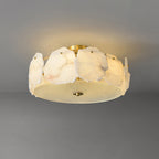 Lampada da soffitto sofisticata a disco piatto in vetro alabastro Zoruvys | Fioriscas