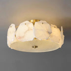 Lampada da soffitto sofisticata a disco piatto in vetro alabastro Zoruvys | Fioriscas