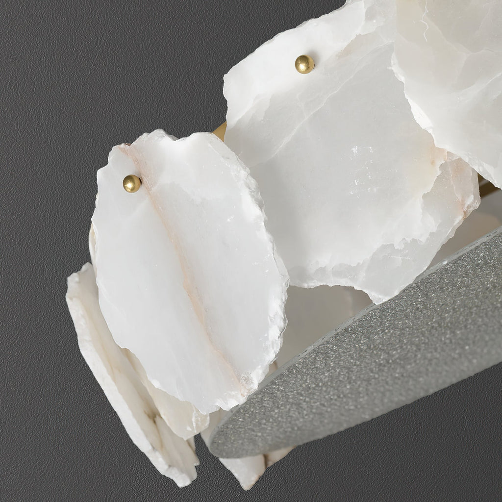 Lampada da soffitto sofisticata a disco piatto in vetro alabastro Zoruvys | Fioriscas