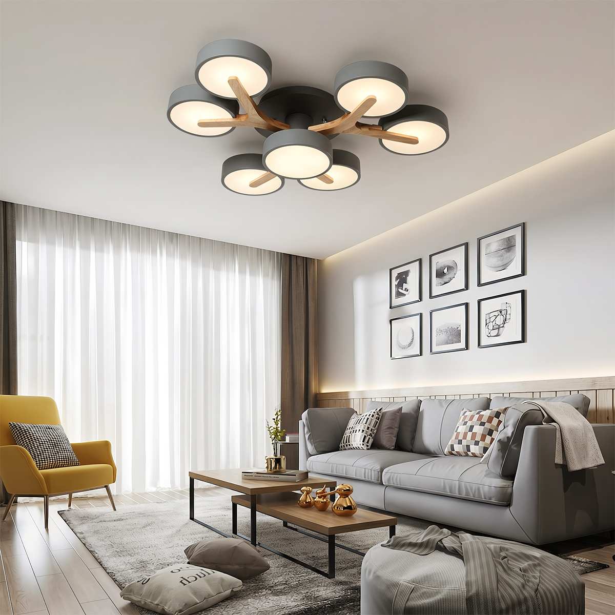 Lampa sufitowa LumaWood Fusion z aluminiowym korpusem i dyfuzorem LED