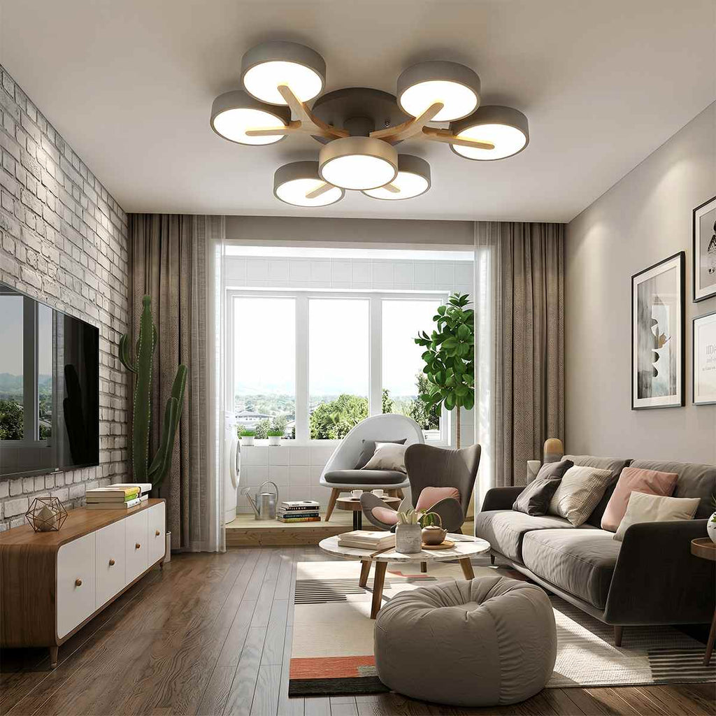 Lampa sufitowa LumaWood Fusion z aluminiowym korpusem i dyfuzorem LED