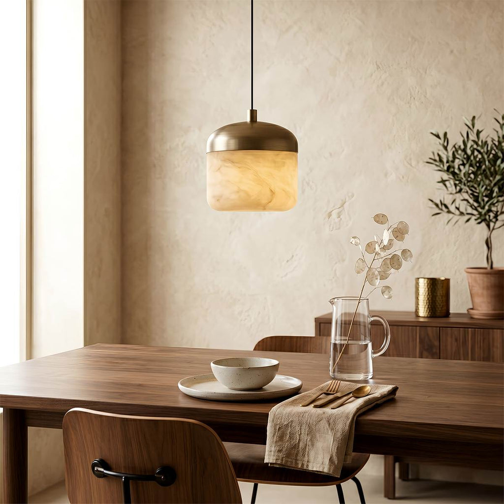 Asteria Alabaster Pendant Light With Marble Shade And Matte Base