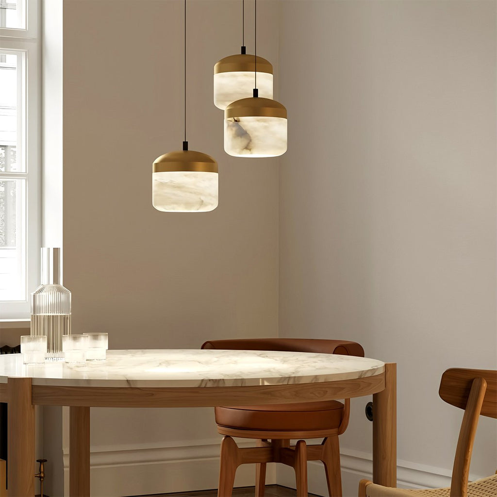 Asteria Alabaster Pendant Light With Marble Shade And Matte Base