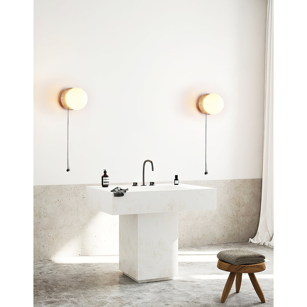Blikuvys moderne minimalistisk travertin glas væglampe | Fioriscas