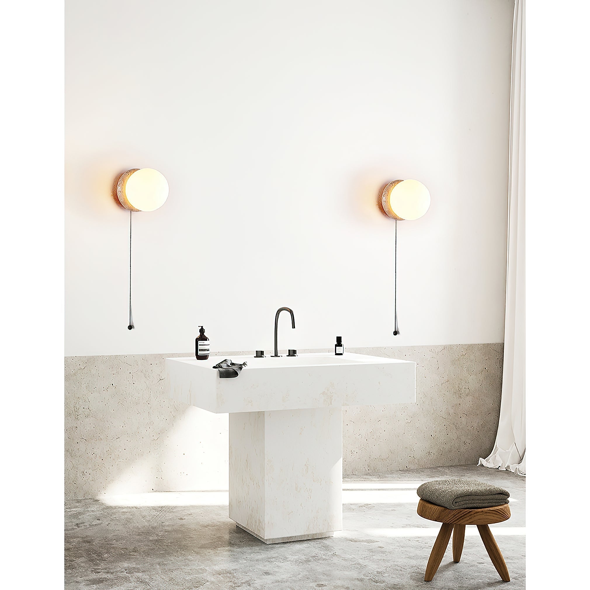Blikuvys moderne minimalistisk travertin glas væglampe | Fioriscas