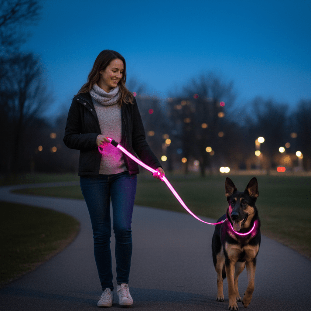LED-hundesnor med USB-opladning og reflekterende design - Fioriscas