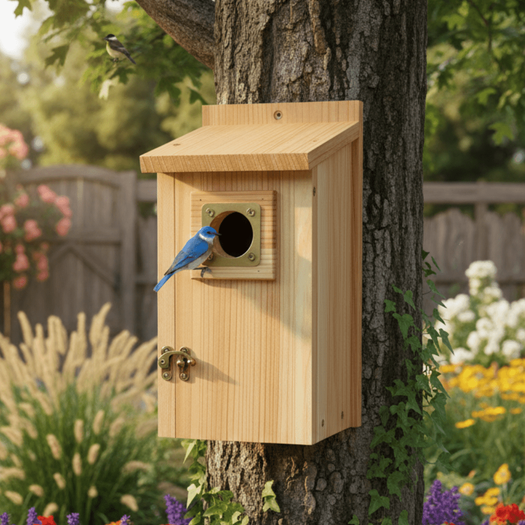 Cedar Wood Nesting House for Blue Jays, Swallows, and Small Birds - Fioriscas