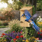 Cedar Wood Nesting House for Blue Jays, Swallows, and Small Birds - Fioriscas